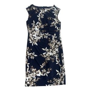 Tommy Hilfiger Midi Dress Women’s 8 Floral Navy Blue Sleeveless dress.